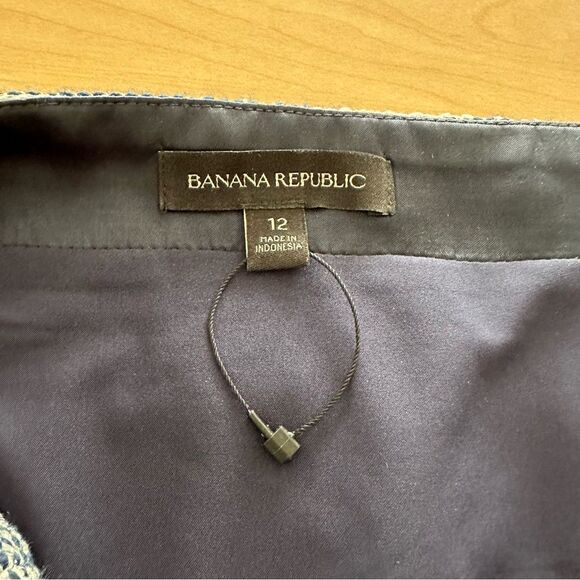 Nwot-Banana Republic-Navy Blue & Cream Tweed With Silver Metallic Skirt - Picture 9 of 9